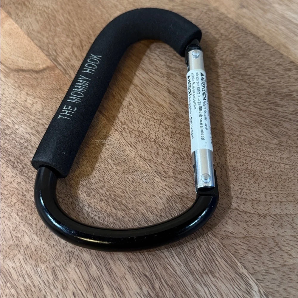 The Mommy Hook Carabiner Stroller Bag Heavy Duty Silver and Black Metal Foam